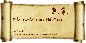 Mészáros Héra névjegykártya